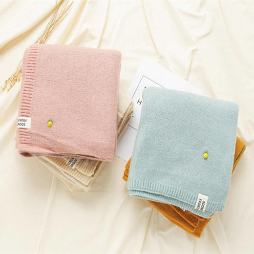 菠萝围巾女秋冬季居家日用加厚小香风学生针织少女上衣毛线围脖 商品图4