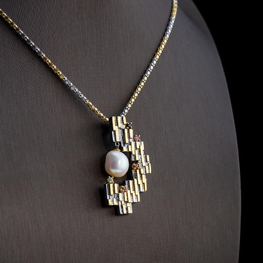 BW-TP3696Y意大利工艺S925银镶嵌异形珍珠项链女士时尚吊坠 商品图2