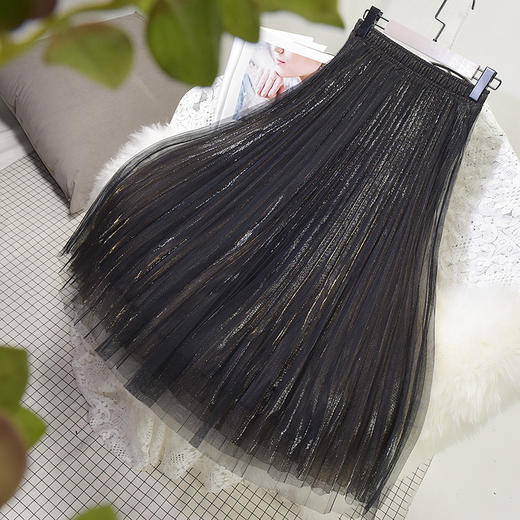 JJ-1906秋冬新款显瘦显瘦网纱半身裙流光裙子 商品图2