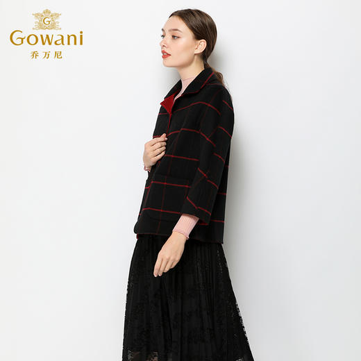 【绵羊毛】乔万尼冬季毛呢外套女双面穿短款羊毛大衣保暖气质外套EN4B708 商品图2