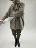 HIDEMI 燕麦灰设计感OS大衬衫式高克重加厚羊驼毛围巾式大衣 商品缩略图0