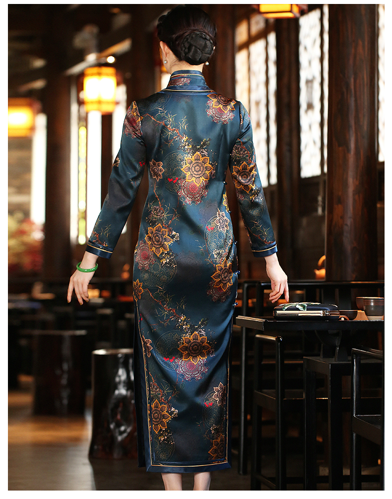 e2082 玺玥真丝旗袍 玺玥服饰旗舰店