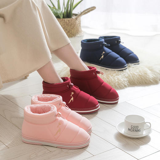 【防水羽绒棉鞋包跟】保暖羽绒棉拖鞋全包跟加绒 家居室内冬天防水男女棉鞋 商品图0