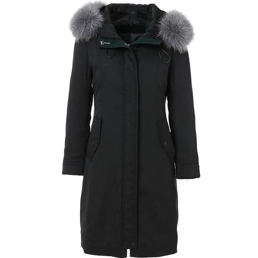 乔万尼羽绒服黑色显瘦冬装派克羽绒服女中长款EN4T733 商品图4