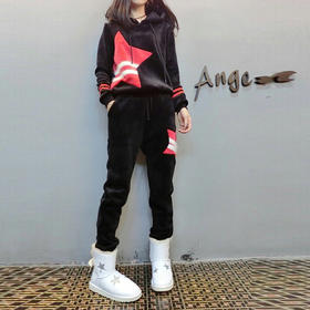 LLY-gdb301-a0014秋冬新款时尚欧货潮洋气时髦金丝绒加绒加厚套装