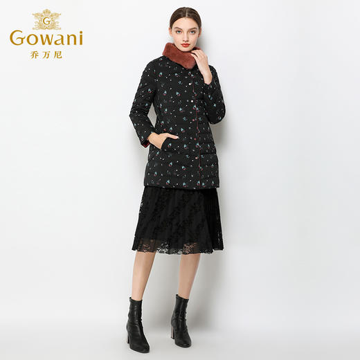 乔万尼羽绒服女修身保暖两面穿中长款水貂毛领韩版潮EN4T858 商品图1