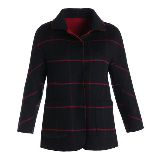 【绵羊毛】乔万尼冬季毛呢外套女双面穿短款羊毛大衣保暖气质外套EN4B708 商品图4