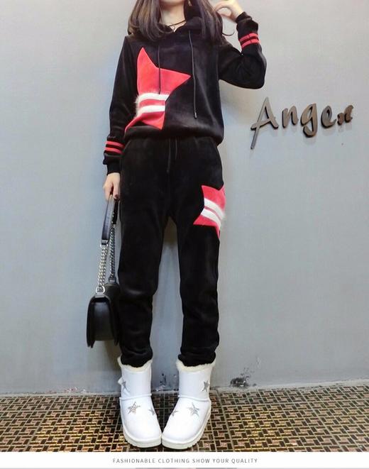 LLY-gdb301-a0014秋冬新款时尚欧货潮洋气时髦金丝绒加绒加厚套装 商品图3