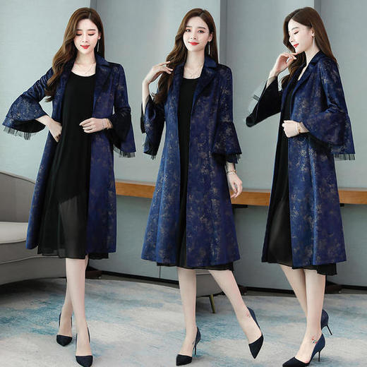 CQ-XZCC1807时尚潮流舒适长袖中长款气质宽松风衣 商品图2