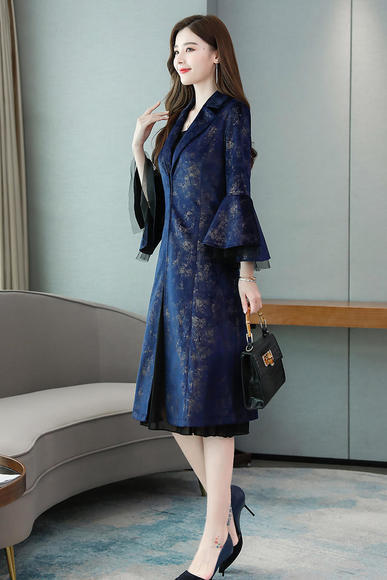 CQ-XZCC1807时尚潮流舒适长袖中长款气质宽松风衣 商品图3