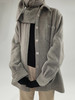 HIDEMI 燕麦灰设计感OS大衬衫式高克重加厚羊驼毛围巾式大衣 商品缩略图14