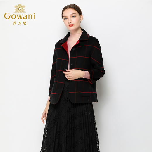 【绵羊毛】乔万尼冬季毛呢外套女双面穿短款羊毛大衣保暖气质外套EN4B708 商品图1