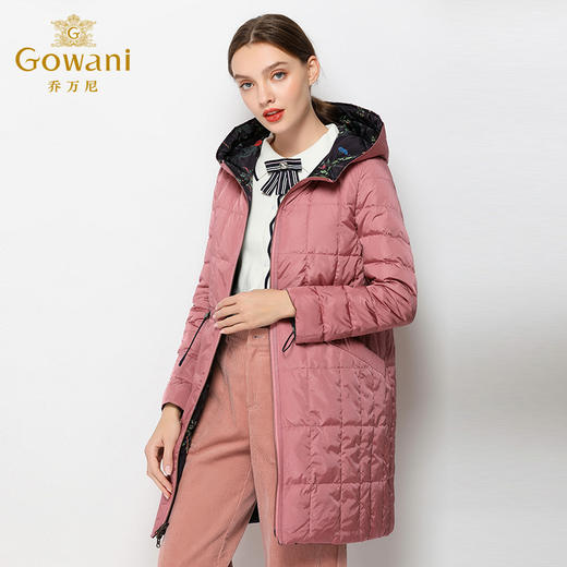 乔万尼羽绒服女冬季两面穿宽松直筒保暖外套小个子中长款EN4T859 商品图2