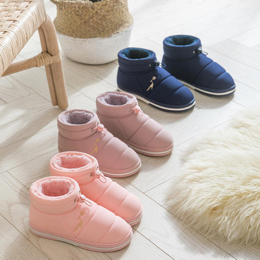 【防水羽绒棉鞋包跟】保暖羽绒棉拖鞋全包跟加绒 家居室内冬天防水男女棉鞋 商品图1