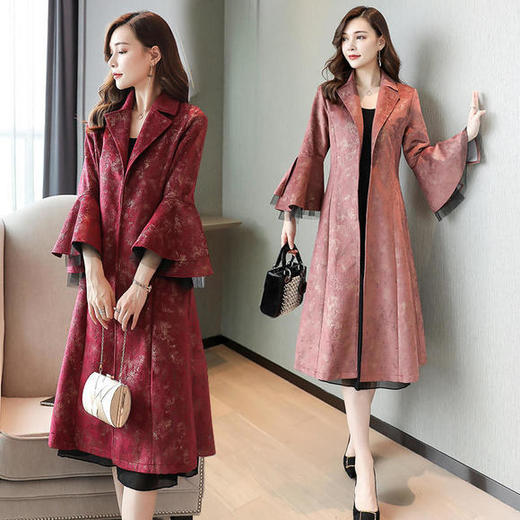 CQ-XZCC1807时尚潮流舒适长袖中长款气质宽松风衣 商品图1