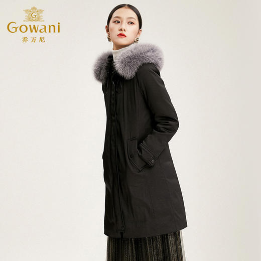 乔万尼羽绒服黑色显瘦冬装派克羽绒服女中长款EN4T733 商品图2