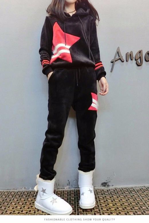 LLY-gdb301-a0014秋冬新款时尚欧货潮洋气时髦金丝绒加绒加厚套装 商品图4