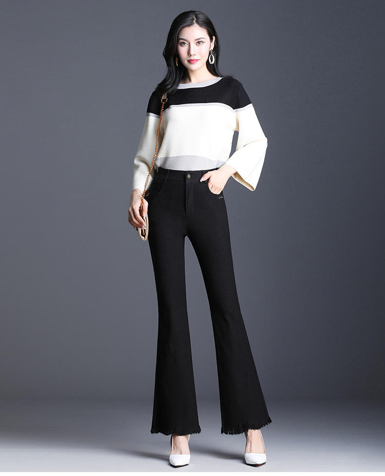 xty8329女裤春款2020新款韩版高腰喇叭裤长裤女高腰显瘦休闲垂感微喇