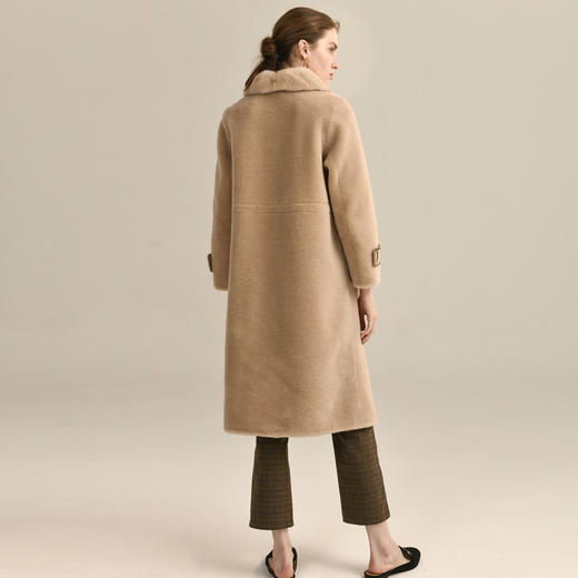 ZS-XM8585水貂毛领羊毛羊剪绒颗粒长大衣 商品图1