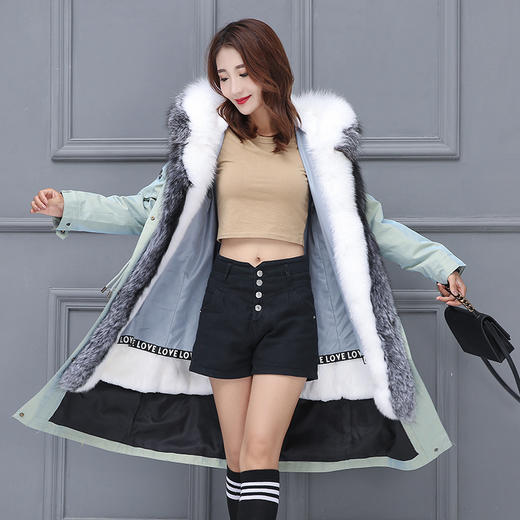 FX-秋冬皮草新款兔毛内胆狐狸毛裘皮大衣 商品图0
