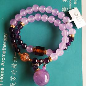 紫水晶扩香手链 2圈 多层多圈紫玉髓手链高级手串女