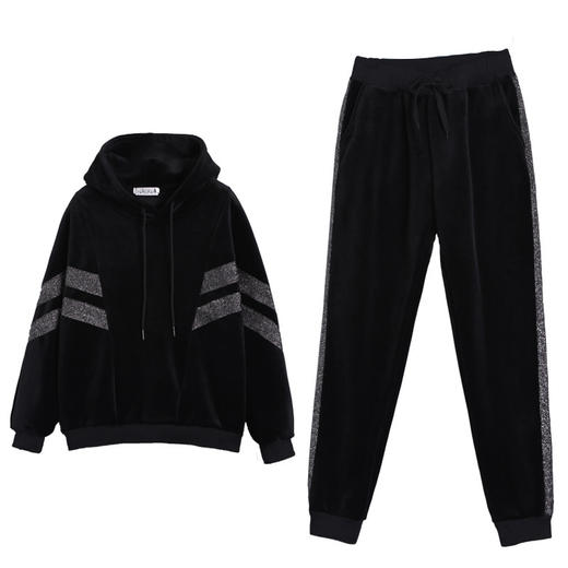 HXF-378秋冬新款金丝绒时尚休闲套装 商品图4