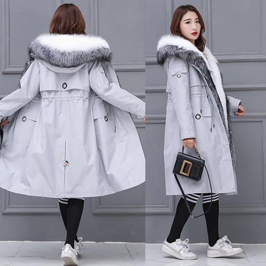 FX-秋冬皮草新款兔毛内胆狐狸毛裘皮大衣 商品图1