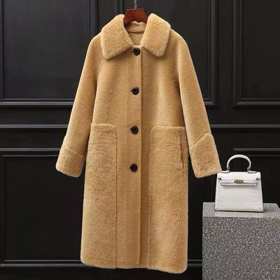 BC-349秋冬中长款中年颗粒绒韩版淑女系带毛呢外套 商品图3
