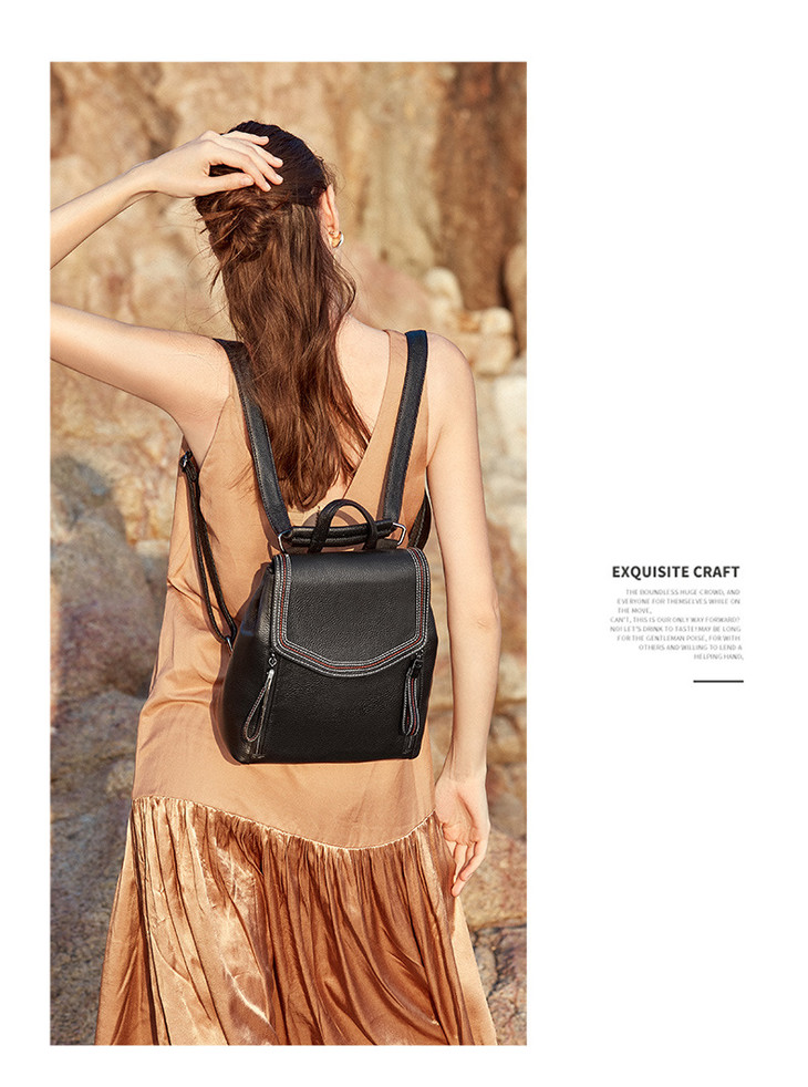 韩版时尚真皮软皮大容量百搭背包qsl610323