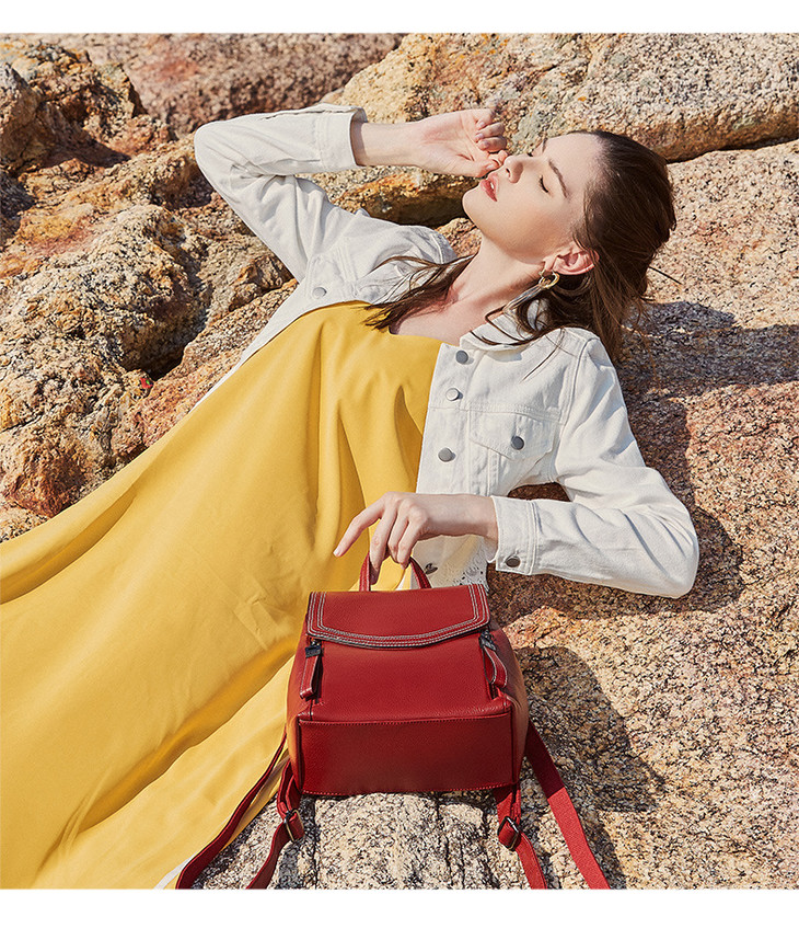 韩版时尚真皮软皮大容量百搭背包qsl610323