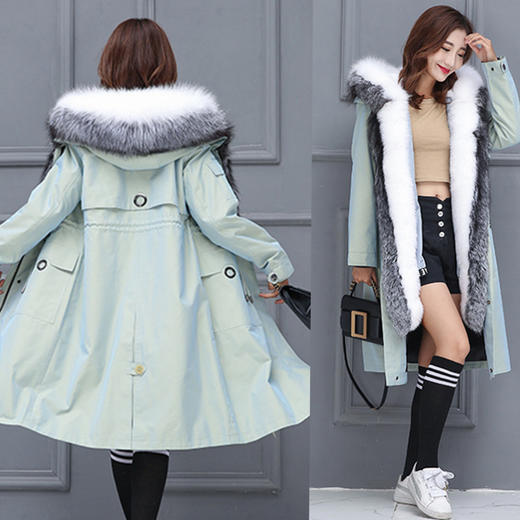 FX-秋冬皮草新款兔毛内胆狐狸毛裘皮大衣 商品图3