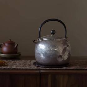 「茶器」银壶 补丁铁把提梁