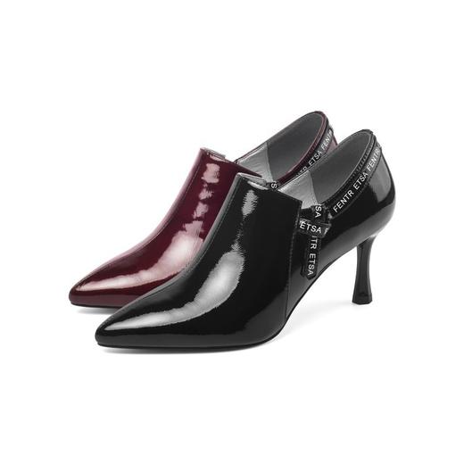 OLD-H2106冬季新款酒红色亮皮单鞋 商品图3