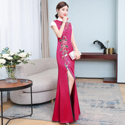 F NE2073 改良高端旗袍鱼尾长款晚礼服2020高贵 商品图1