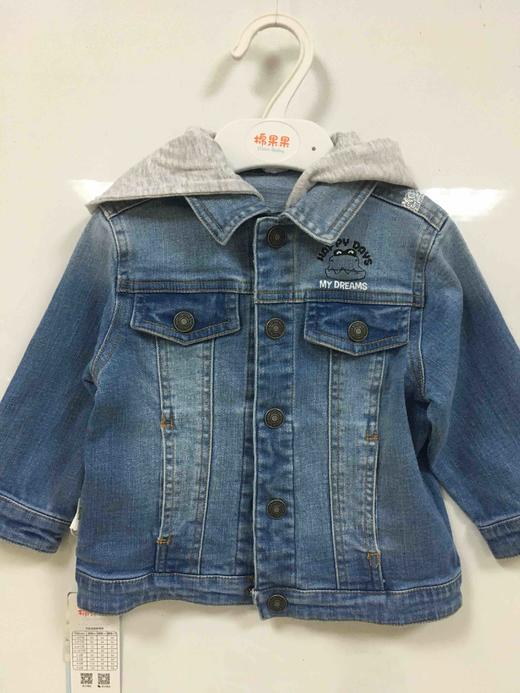 棉果果春秋季男童牛仔对开外套帽子可拆卸 M112100220116 商品图12