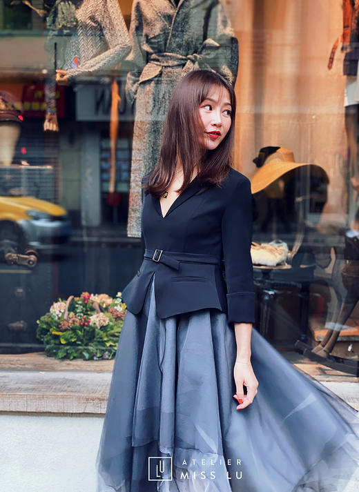 AtelierMissLu / Silvia-率性黑色西服薄纱礼裙 商品图3