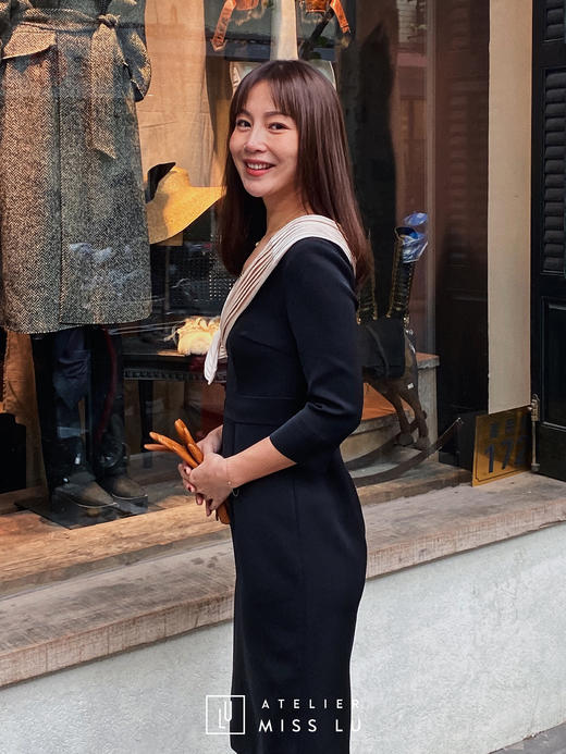 AtelierMissLu / Daisy-开领黑色复古连衣裙 商品图0