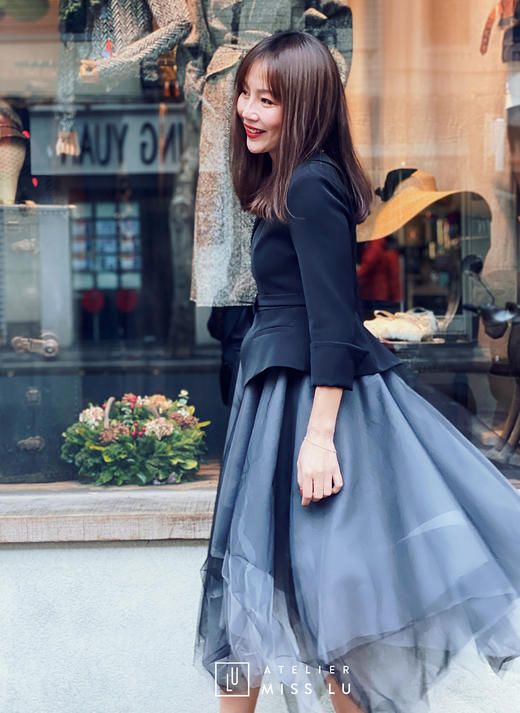 AtelierMissLu / Silvia-率性黑色西服薄纱礼裙 商品图0