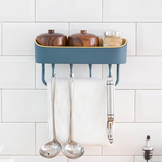 【ins风免打孔沥水置物架】浴室厨房粘贴收纳架洗漱用品储物架调味罐 商品图7