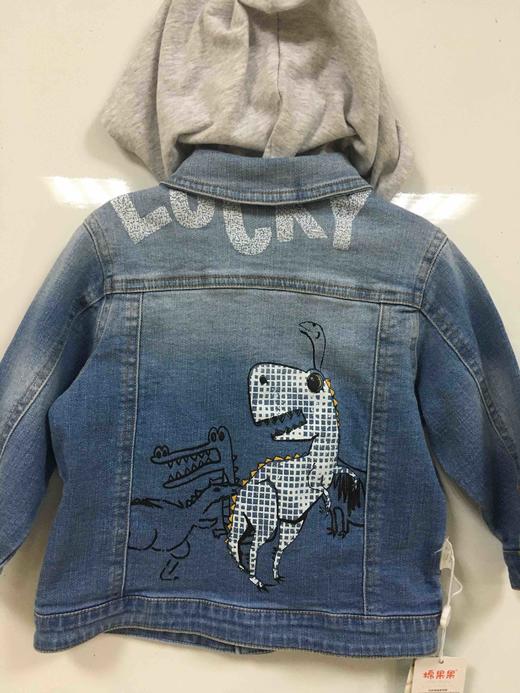 棉果果春秋季男童牛仔对开外套帽子可拆卸 M112100220116 商品图7