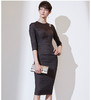 “可可西里”颈袖添香-连衣裙-颈袖添香女装新款修身气质显瘦型长款羊毛包臀职场装连衣裙 J9383789A 商品缩略图1