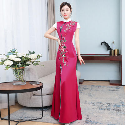 F NE2073 改良高端旗袍鱼尾长款晚礼服2020高贵 商品图0