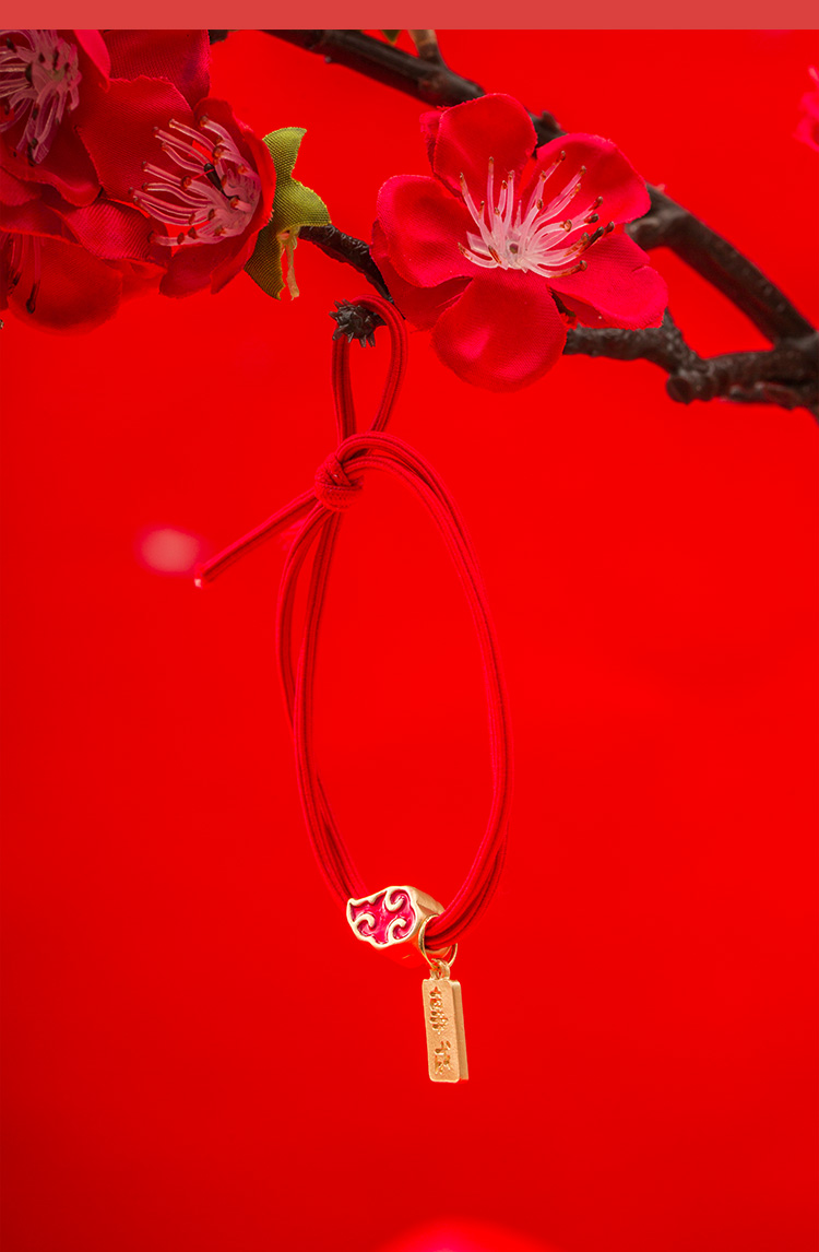 新年发圈吉祥寓意网红头绳鼠年新年礼物发饰本命年橡皮筋吉祥如意