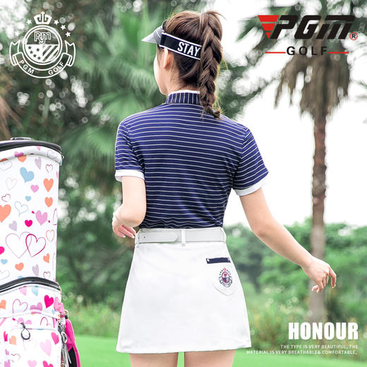 PGM 新款！高尔夫女士套装 夏季女装 条纹短袖 golf裙子 流苏小包 商品图3