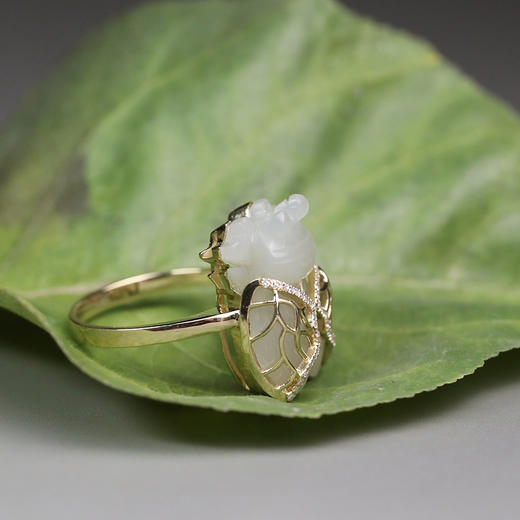 清代和田白玉蝉“彩翼”戒指 商品图4