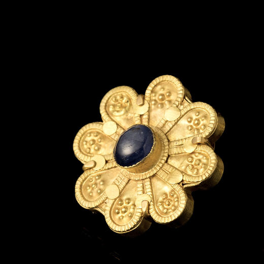 印度莫卧儿帝国原装蓝宝石金花耳钉 - 洪艺宁古代珠宝工作室