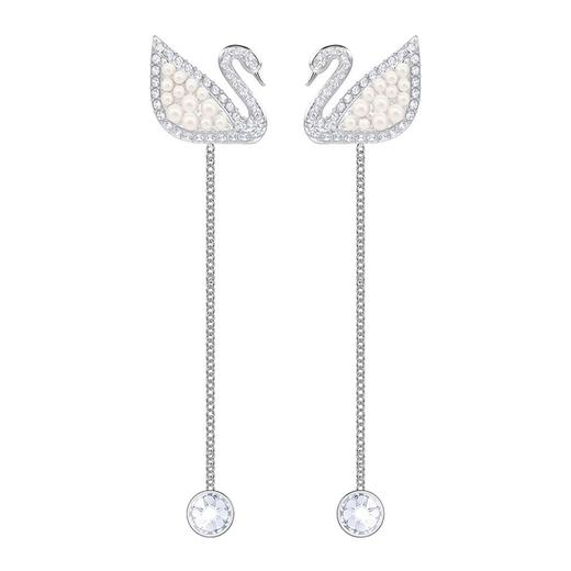 品牌授权奥地利swarovski施华洛世奇女士白色镀铑标志性天鹅铆钉穿孔