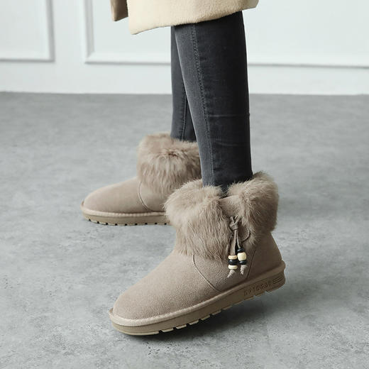 2019冬季新款兔毛雪地靴女加绒短靴平底学生女靴短筒厚底棉鞋