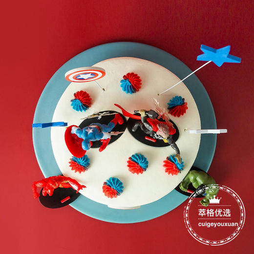 【终局之战】复仇者联盟•鲜果奶油
（免费送货上门）主要原材料：新鲜芒果，火龙果，安佳淡奶油，雀巢炼乳，戚风蛋糕胚，白砂糖，巧克力薄脆 商品图3