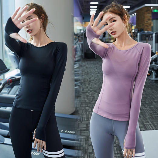 LS-SY06-KZ03秋冬新款性感长袖速干健身运动跑步健身服 商品图2